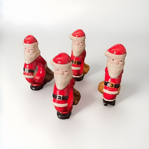 Vintage Santa Claus Napkin Rings set of 4 Christmas Hand painted Rings - Picture 4 of 4